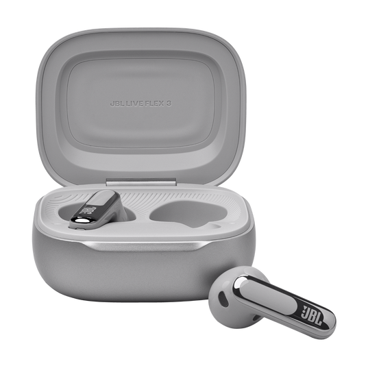 JBL Live Flex 3 - Silver - True wireless noise-cancelling open-stick earbuds - Front